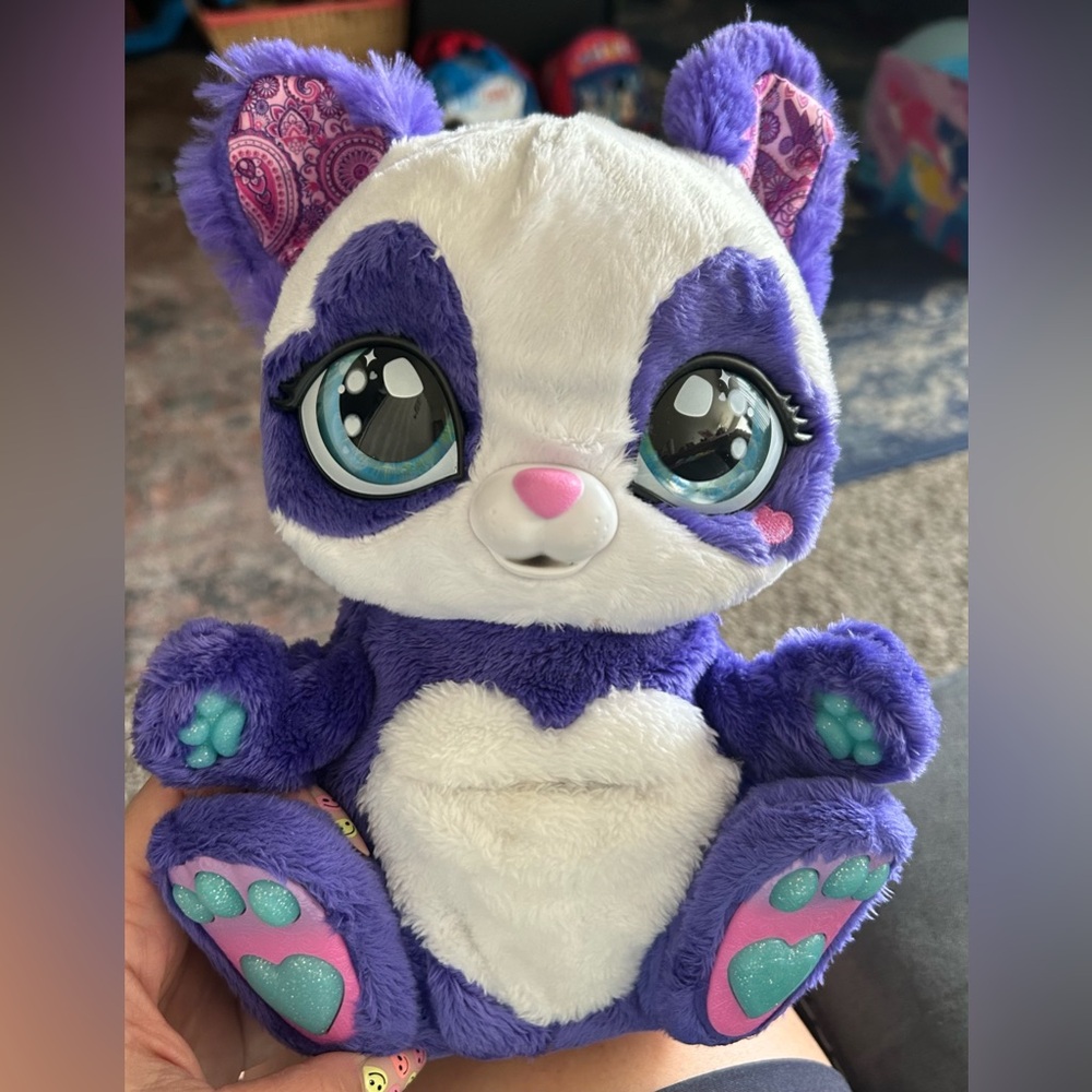 Purple Peek-A-Boo Plush Toy with White Pom-Pom